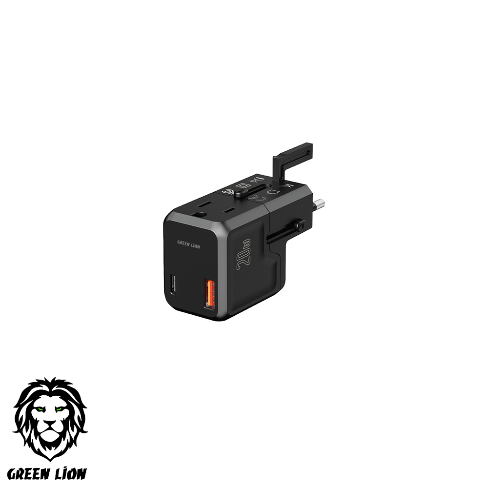 Mobile Charger| USB-A & USB-C | 20W | Green Lion