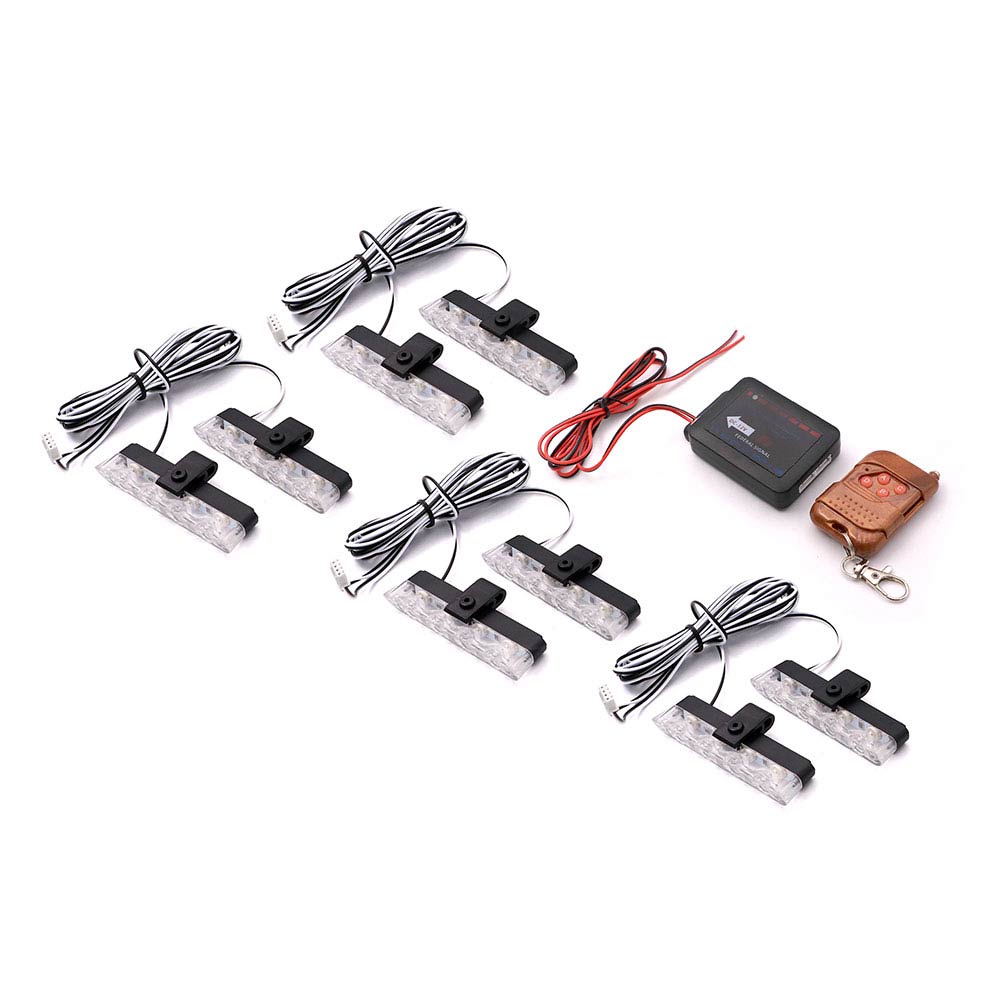 Car Exterior Police Lighting | OEM Grille | Strobe | Red & Blue | 8pcs